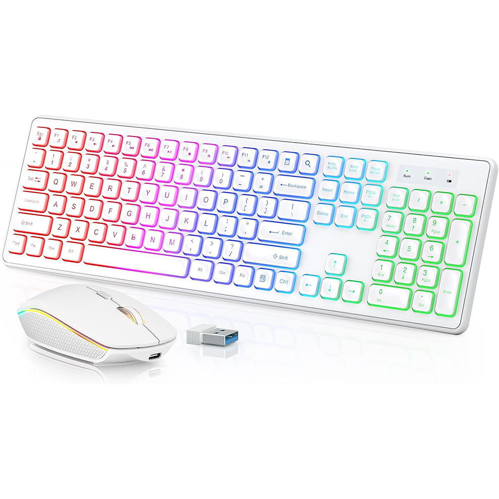 Laptop External Accessories - Keyboard dan Mouse Nirkabel dengan Lampu